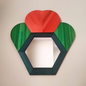 Prototype Petit miroir Roudoudou – Vert pomme, vert sapin, rose saumon