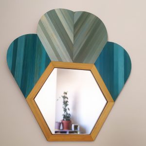 Prototype petit miroir Roudoudou – Vert d’eau, Bleu turquoise, Beige
