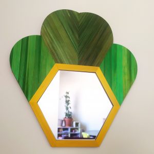 Prototype petit miroir Roudoudou – Vert pomme, Kaki, Or